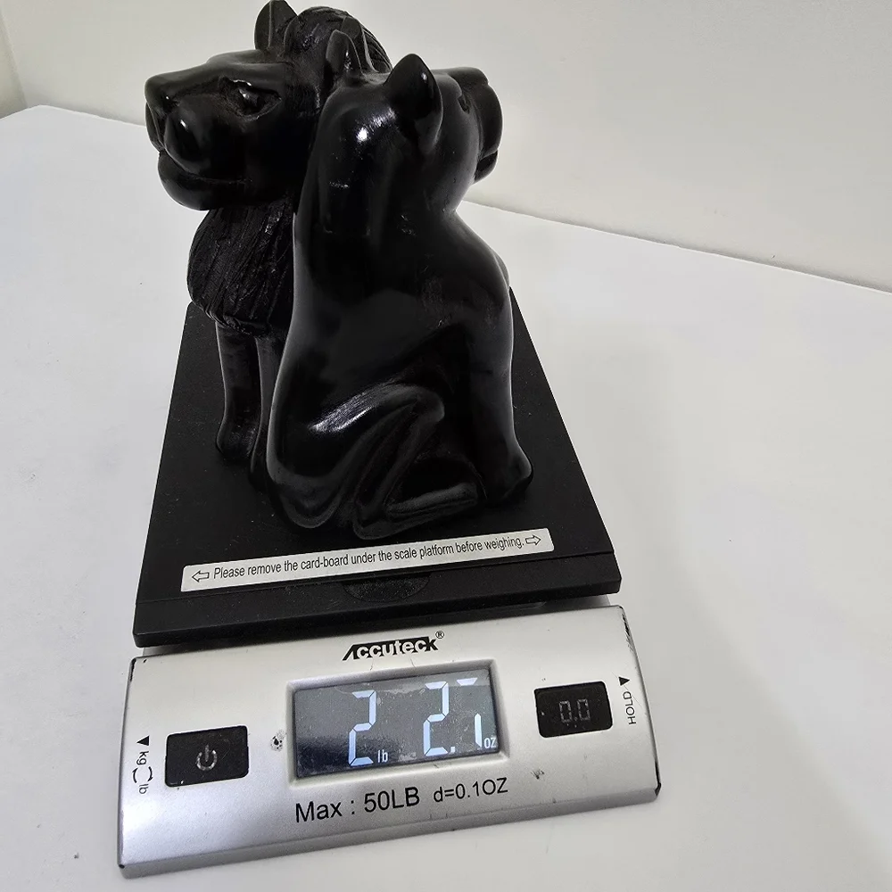 vintage hand carved Ebony Wood African Lion Lioness 5.5